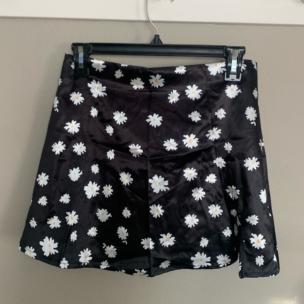 Satin Daisy Mini Skirt